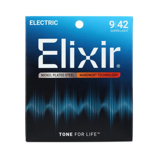 Elixir 12002 Nanoweb Electric Guitar Strings - .009-.042 Super Light