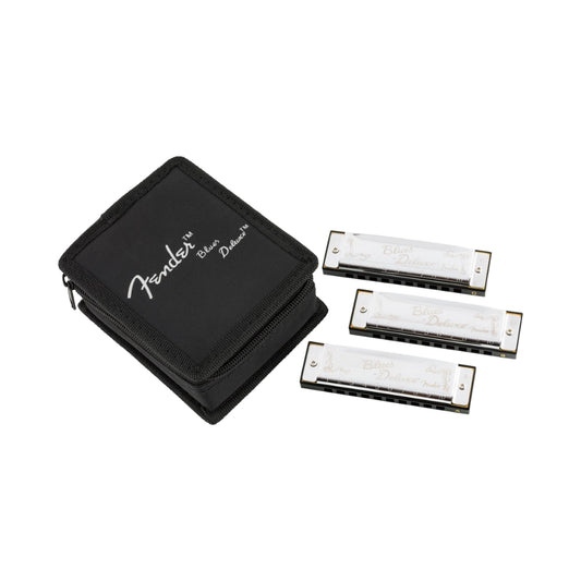 Fender 0990701021 Blues Deluxe Harmonicas - 3 Pack with Case