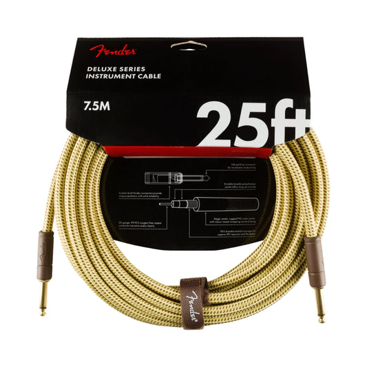 Fender 0990820076 Deluxe Series Instrument Cable, Straight/Straight, 25', Tweed