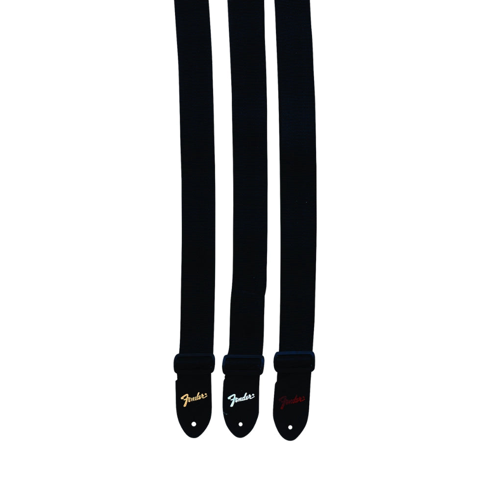 Fender 2" Polyester Strap, Leather End (Multiple Logo Colors Available)