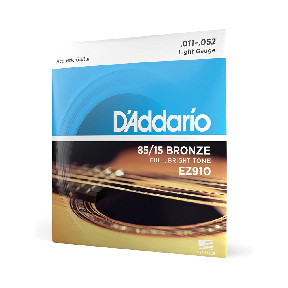 D'Addario 11-52 Light Gauge 85/15 Acoustic Guitar Strings EZ910