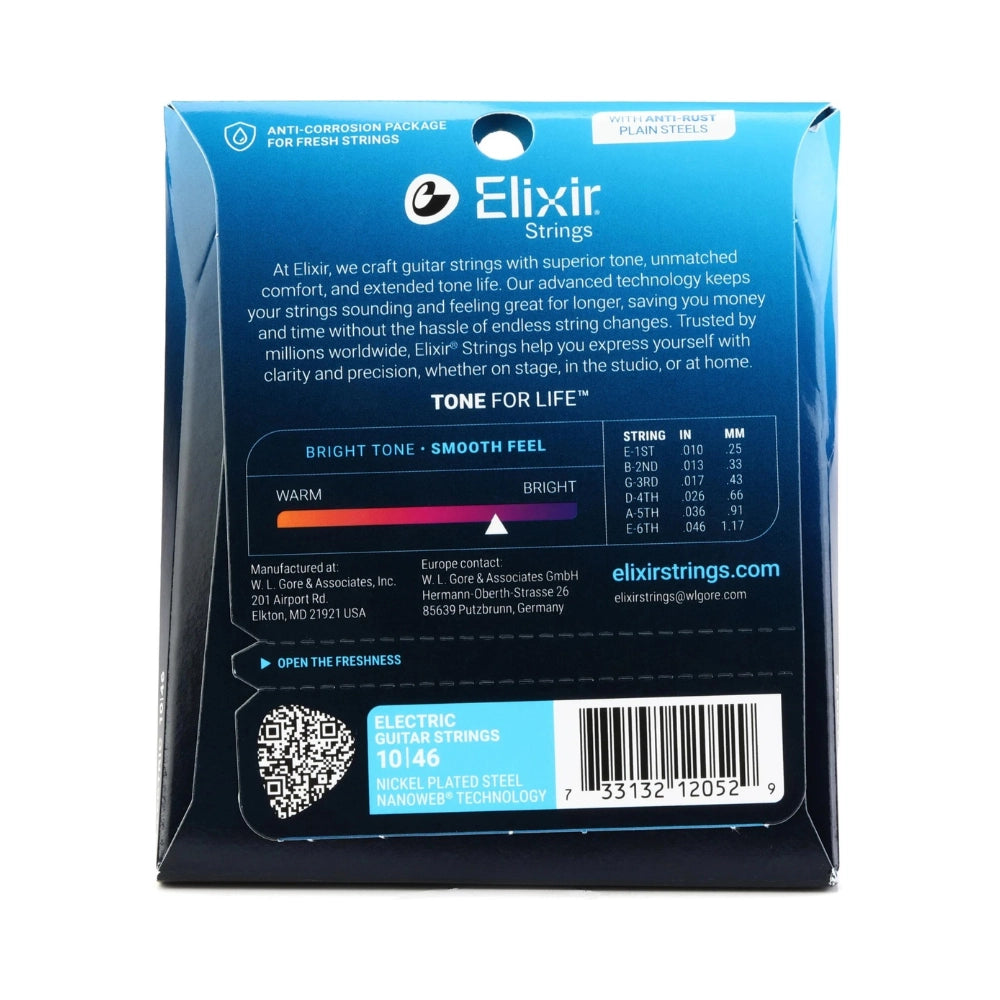 Elixir 12052 Nanoweb Electric Guitar Strings - .010-.046 Light