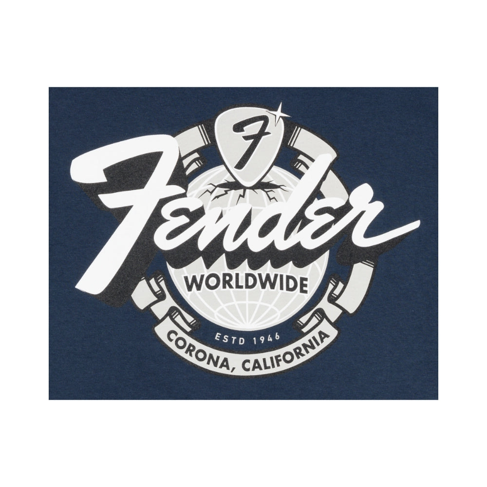 Fender 9193822506 World Wide Tee, Vintage Navy, L
