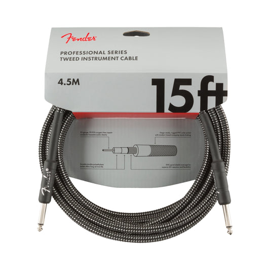Fender 0990820065 Professional Series Instrument Cable, 15', Gray Tweed
