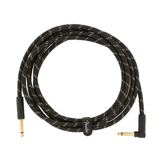 Fender 0990820090 Deluxe Series Instrument Cable, Straight/Angle, 10', Black Tweed