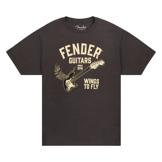 Fender 9192828406 Wings To Fly T-Shirt, Vintage Black, M