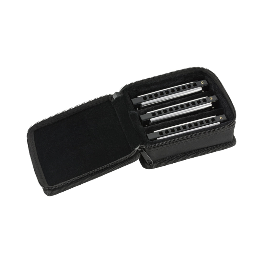 Fender 0990701021 Blues Deluxe Harmonicas - 3 Pack with Case