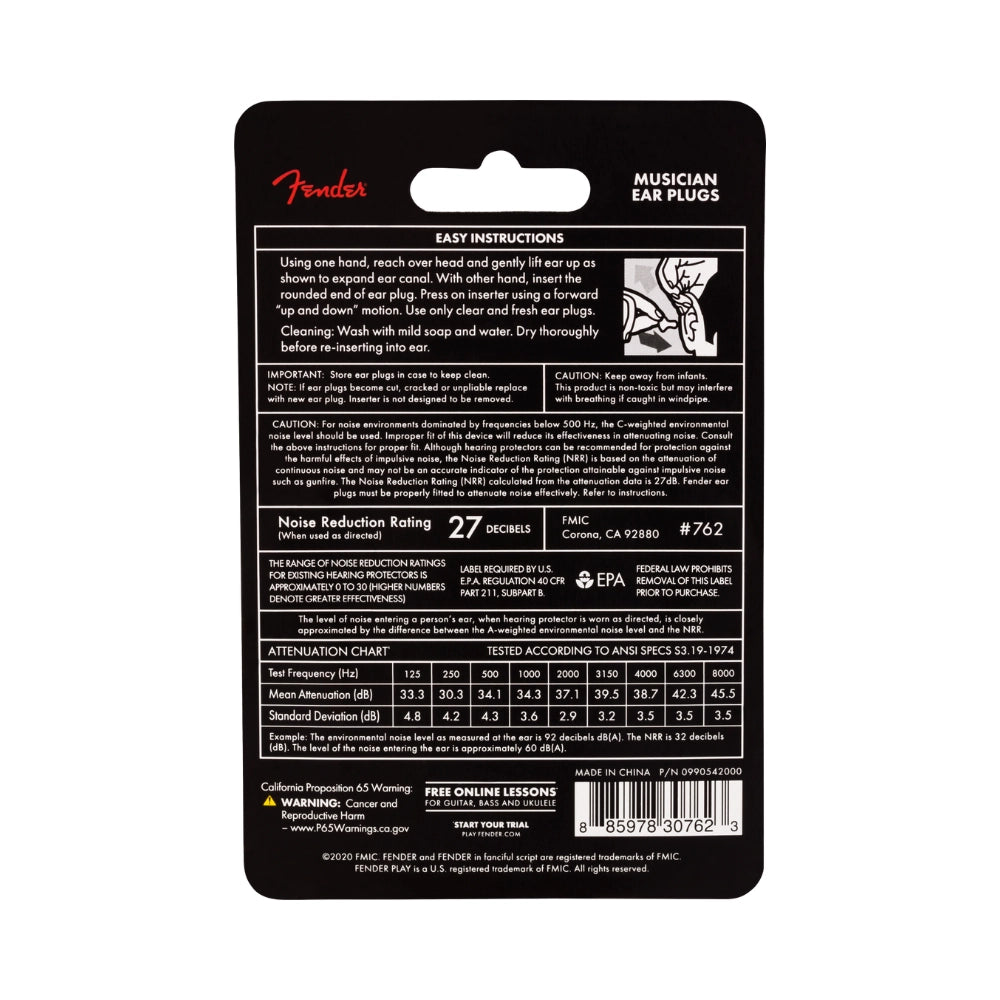 Fender 0990542000 Musician Series Black Ear Plugs