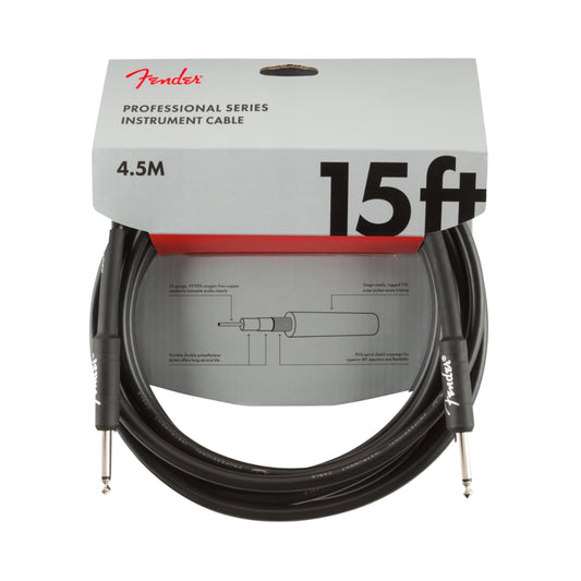 Fender 0990820021 Professional Series Instrument Cable, Straight/Straight, 15', Black