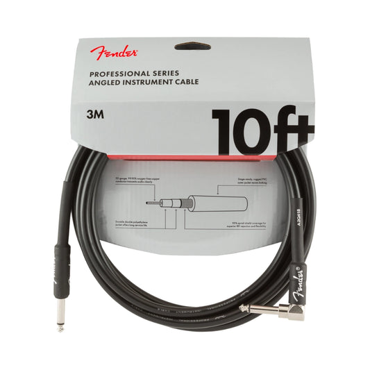 Fender 0990820025 Professional Series Instrument Cable, Straight-Angle, 10', Black