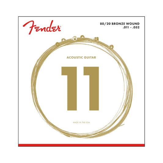 Fender 0730070405 80/20 Bronze Acoustic Strings, Ball End, 70CL .011-.052 Gauges, (6)