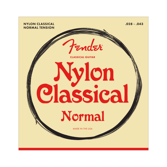 Fender 0730100400 Nylon Acoustic Strings, 100 Clear/Silver, Tie End, Gauges .028-.043, (6)