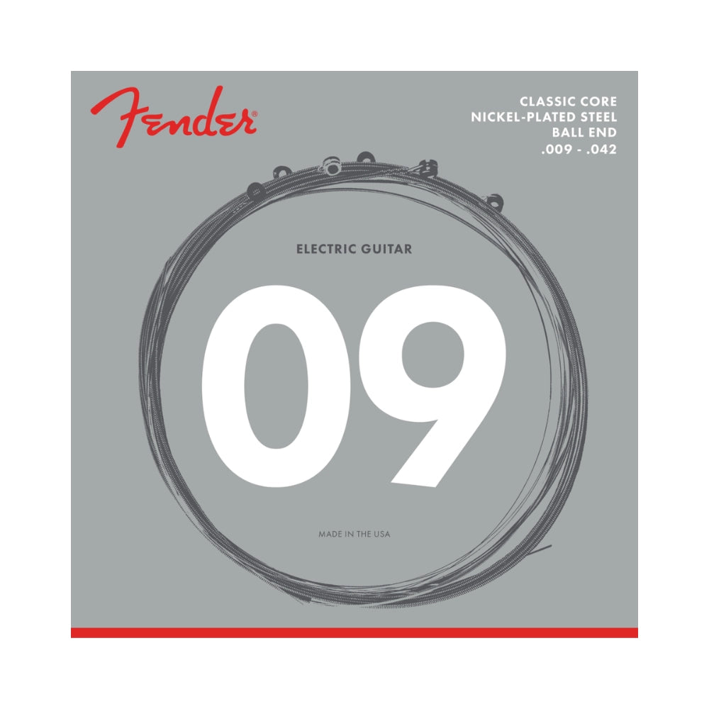 Fender 0730255403 Classic Core Electric Guitar Strings, 255L, Nickel-Plated Steel, Ball Ends (.009-.042)