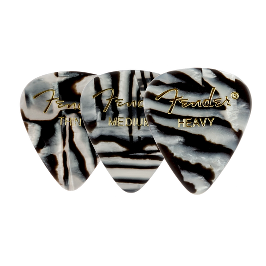 Fender Zebra Graphic Picks, 351 Shape - 12 Pack (Multiple Sizes Available)