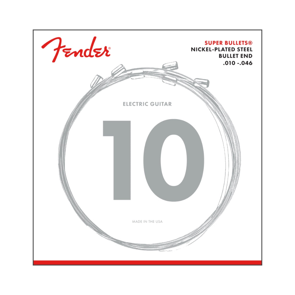 Fender 0733250406 Super Bullet® Strings, Nickel Plated Steel, Bullet End, 3250R Gauges .010-.046, (6)