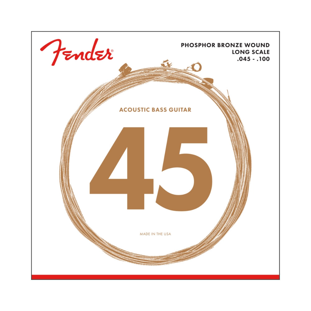 Fender 0738060400 Acoustic Bass Strings, Phosphor Bronze, Long Scale, .45-.100 Gauges, (4)