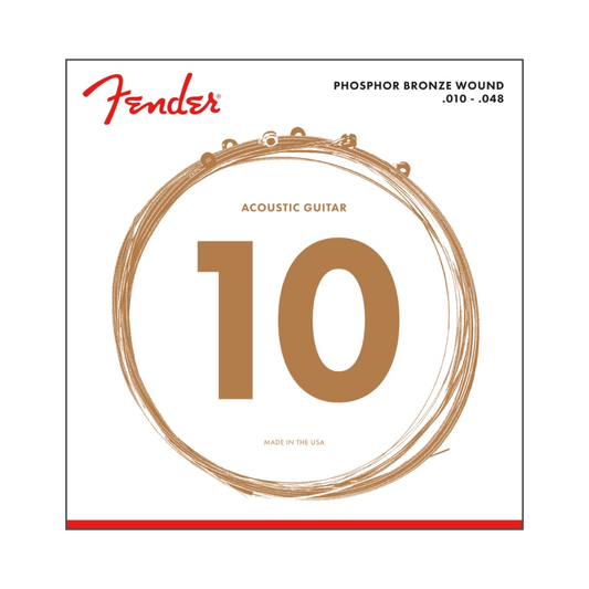 Fender 0730060402 Phosphor Bronze Acoustic Guitar Strings, Ball End, 60XL .010-.048 Gauges, (6)