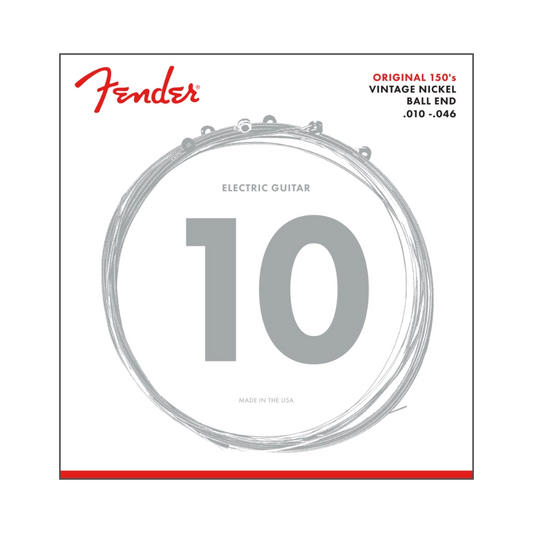 Fender 0730150406 Original 150 Guitar Strings, Pure Nickel Wound, Ball End, 150R .010-.046 Gauges, (6)