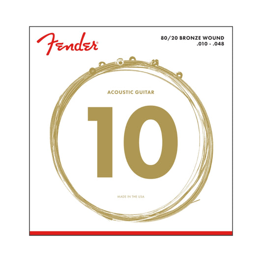 Fender 0730070402 80/20 Bronze Acoustic Strings, Ball End, 70XL .010-.048 Gauges, (6)