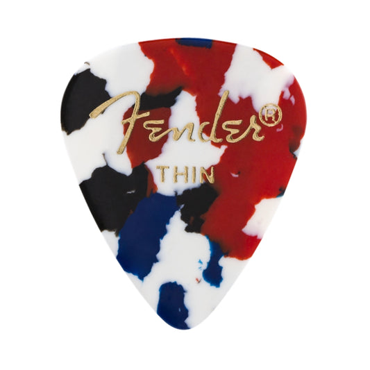 Fender Classic Celluloid Pick, Confetti, 351 Shape, Thin