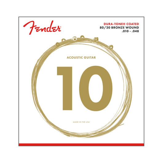 Fender 0730880002 Dura-Tone 880XL 80/20 Coated Acoustic Guitar Strings 10-48