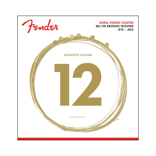Fender 0730880303 Dura-Tone 880L 80/20 Coated Acoustic Guitar Strings 12-52
