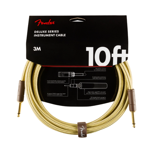 Fender 0990820089 Deluxe Series Instrument Cable, Straight/Straight, 10', Tweed