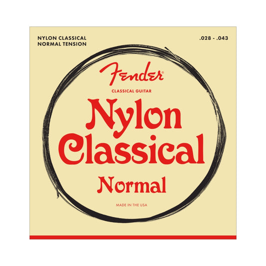 Fender 0730100400 Nylon Acoustic Strings, 100 Clear/Silver, Tie End, Gauges .028-.043, (6)