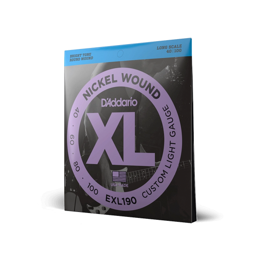 D'Addario 40-100 Custom Light Long Scale Bass Strings EXL190