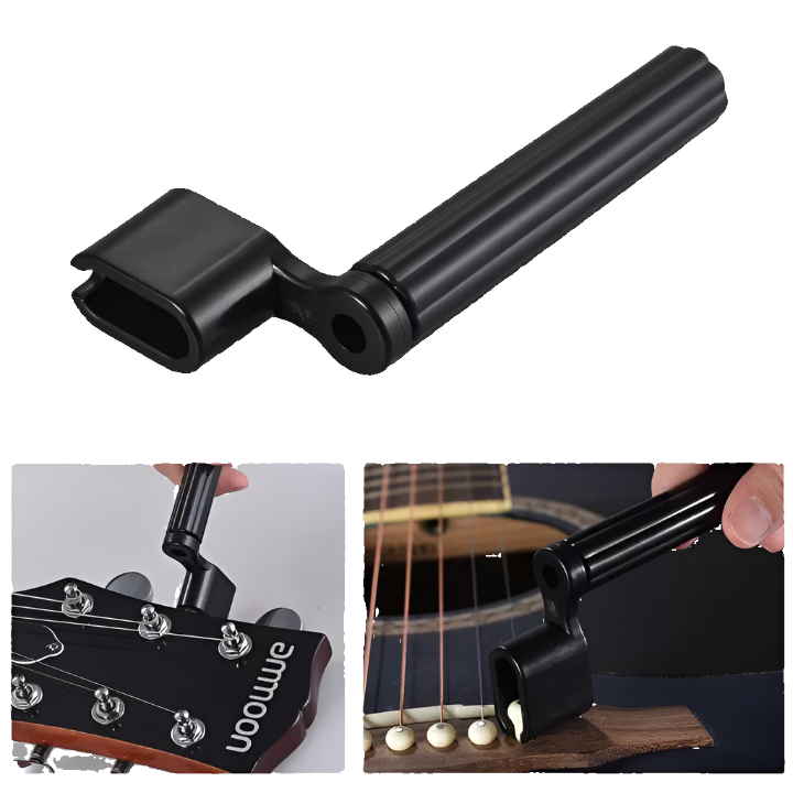 Black Guitar String Winder with Pin Removal Tool