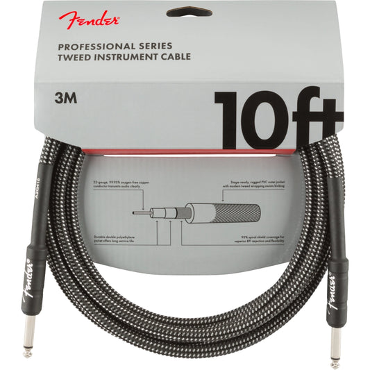 Fender 0990820062 Professional Series Instrument Cables, 10', Gray Tweed