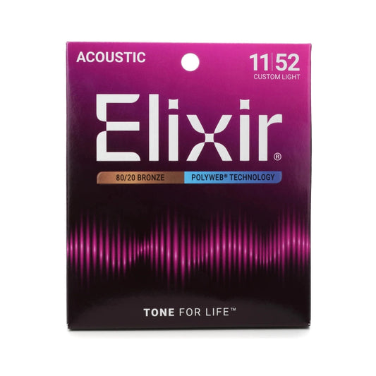 Elixir 11025 Polyweb 80/20 Bronze Acoustic Guitar Strings - .011-.052 Custom Light
