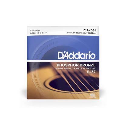 D'Addario 12-54 Medium Top/Heavy Bottom 12-String Acoustic Guitar Strings EJ37
