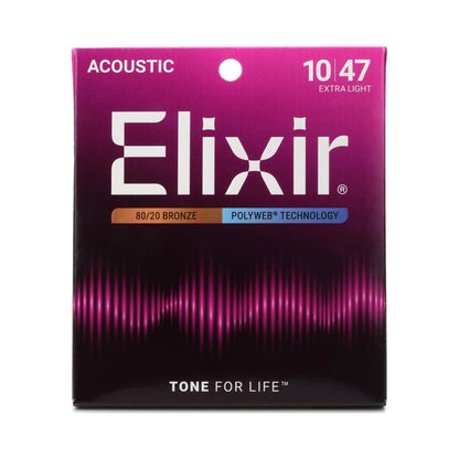 Elixir 11000 Polyweb 80/20 Bronze Acoustic Guitar Strings - .010-.047 Extra Light
