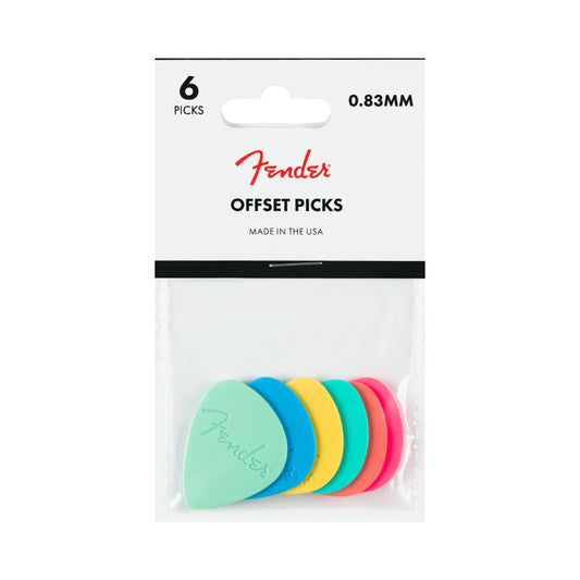 Fender 1989999104 Offset Polycarbonate Picks, Multi-Color (6)