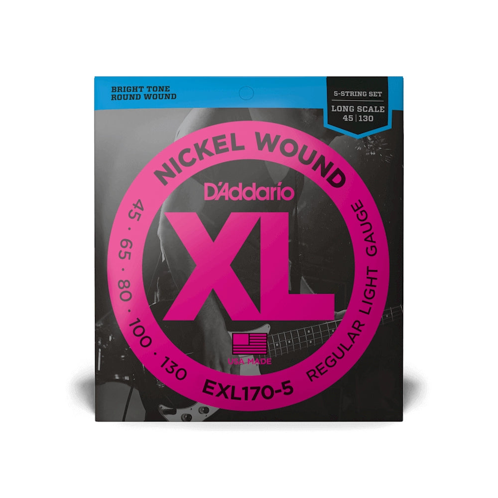 D'Addario 45-130 Regular Light Long Scale 5-String Bass Strings EXL170-5