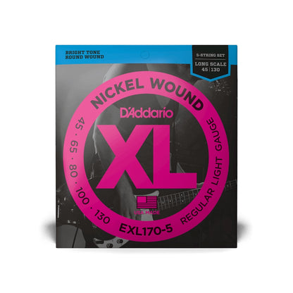 D'Addario 45-130 Regular Light Long Scale 5-String Bass Strings EXL170-5