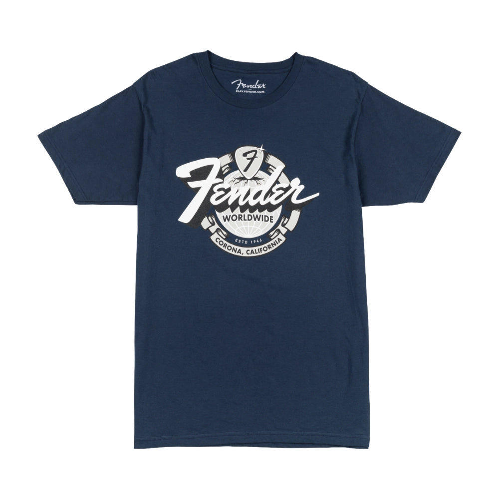 Fender 9193822506 World Wide Tee, Vintage Navy, L