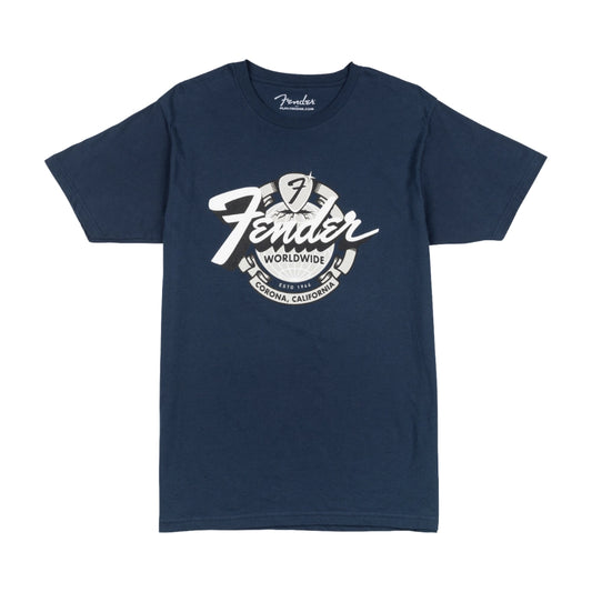 Fender 9193822506 World Wide Tee, Vintage Navy, L