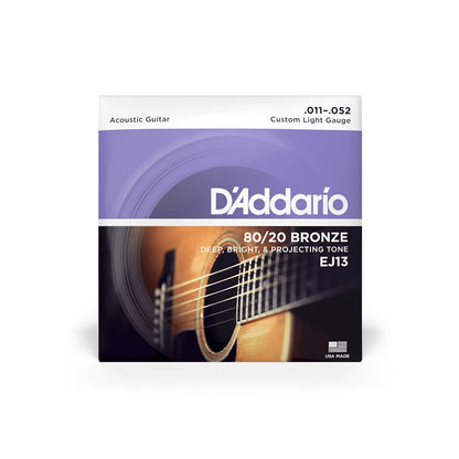 D'Addario 11-52 Custom Light Acoustic Guitar Strings EJ13