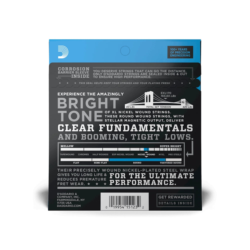 D'Addario 45-100 Regular Light Long Scale Bass Strings EXL170