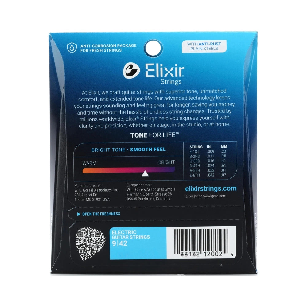 Elixir 12002 Nanoweb Electric Guitar Strings - .009-.042 Super Light