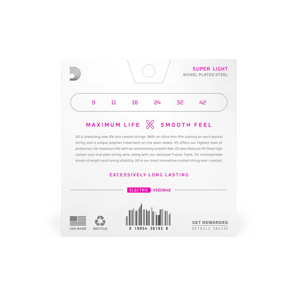 D'Addario 09-42 Super Light Coated Electric Guitar Strings XSE0942