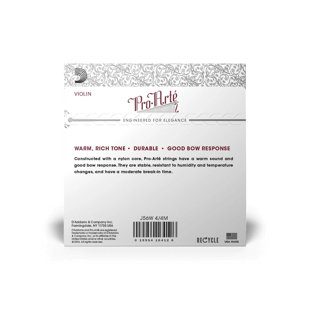 D'Addario Pro-Arté Violin String Set with Wound E, J56W 4/4M