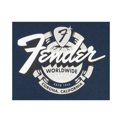 Fender 9193822506 World Wide Tee, Vintage Navy, L
