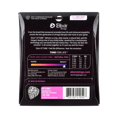 Elixir 21052 Attune Phosphor Bronze Acoustic Guitar Strings - .012-.053 Light