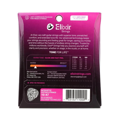 Elixir 11000 Polyweb 80/20 Bronze Acoustic Guitar Strings - .010-.047 Extra Light