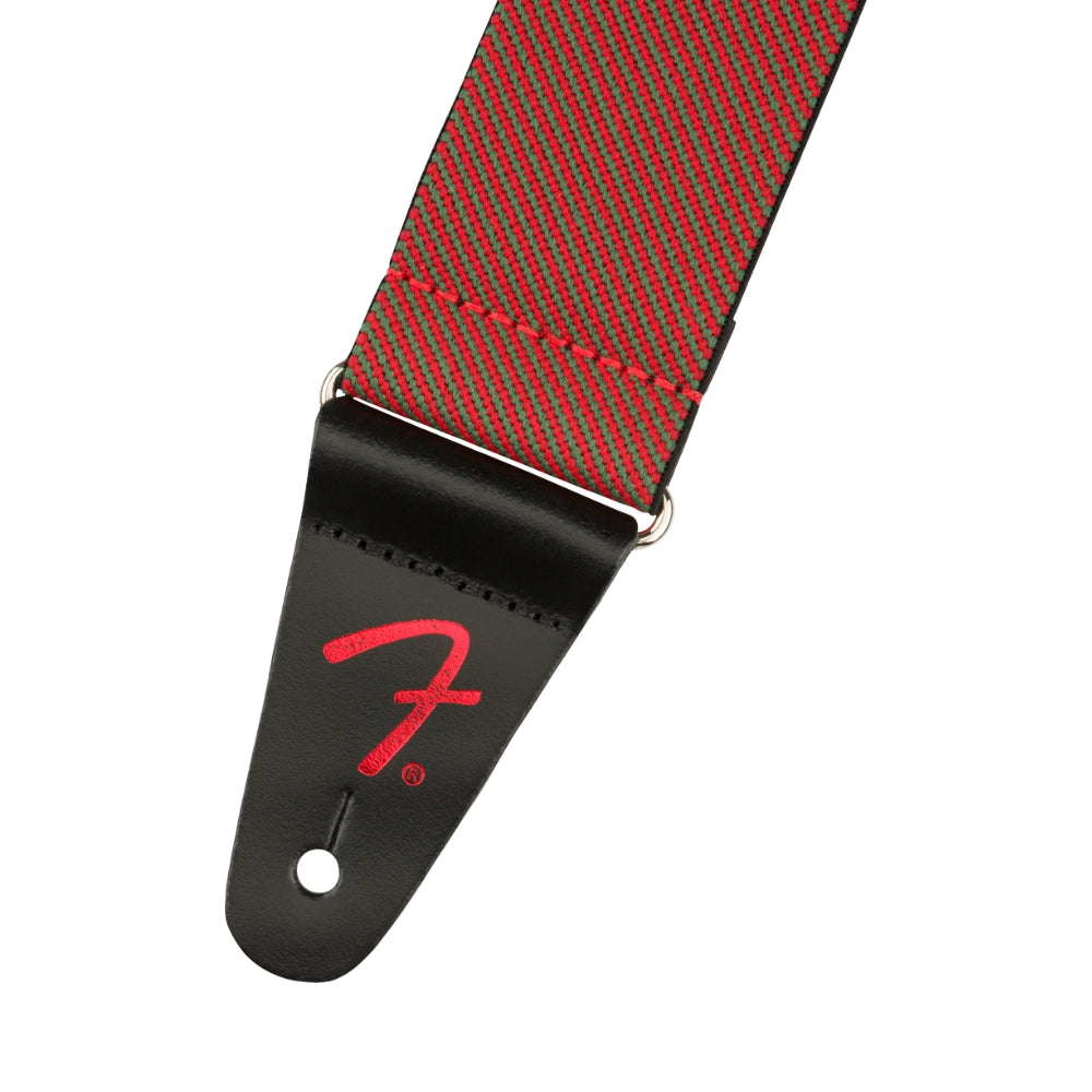 Fender 0990662022 Limited Edition WeighLess™ Festive Tweed Strap, Green and Red, 2"