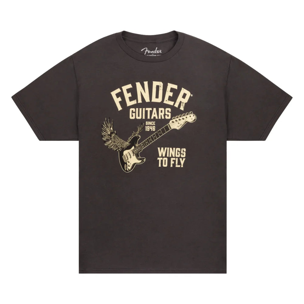 Fender 9192828406 Wings To Fly T-Shirt, Vintage Black, M