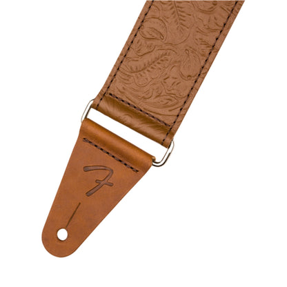 Fender 0996970000 Tooled Leather Guitar Strap, Brown, 2"
